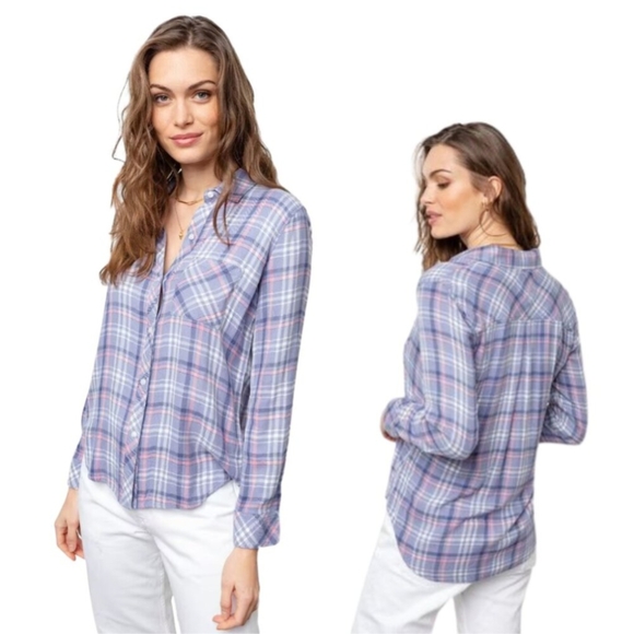 Rails Hunter Button Down Shirt, Coast Peony S - Flannel, Cozy, Plaid, Purple - Picture 1 of 8